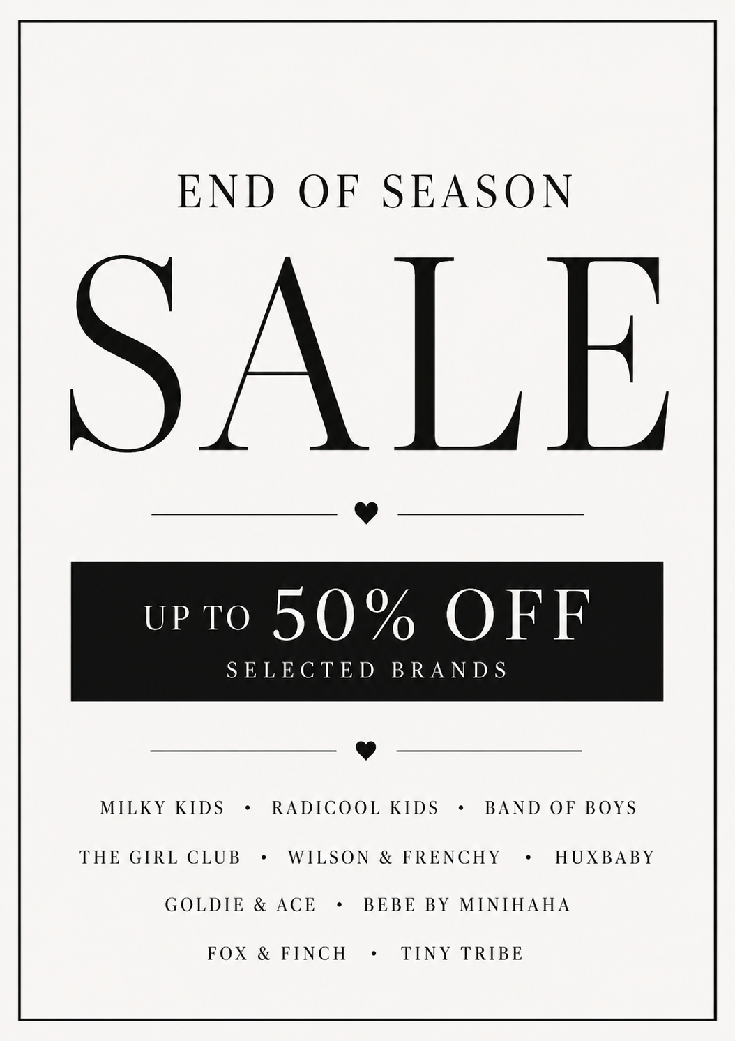 END OF SEASON SALE