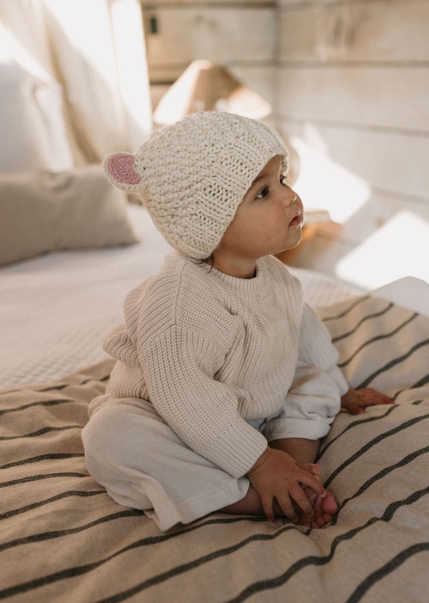 Acorn Kids Accessories Hats Bear Beanie - Cream
