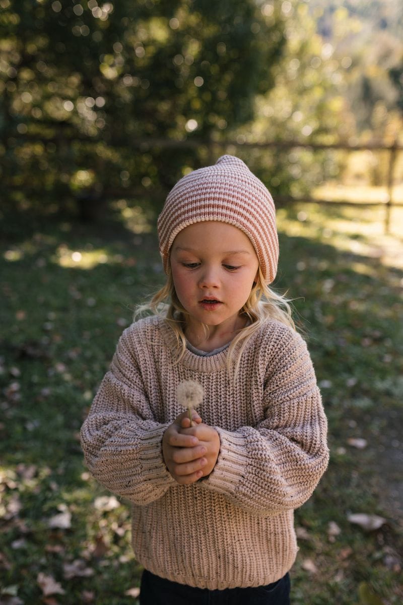 Acorn Kids Accessories Hats Berlin Merino Beanie - Biscuit and Cream Stripe