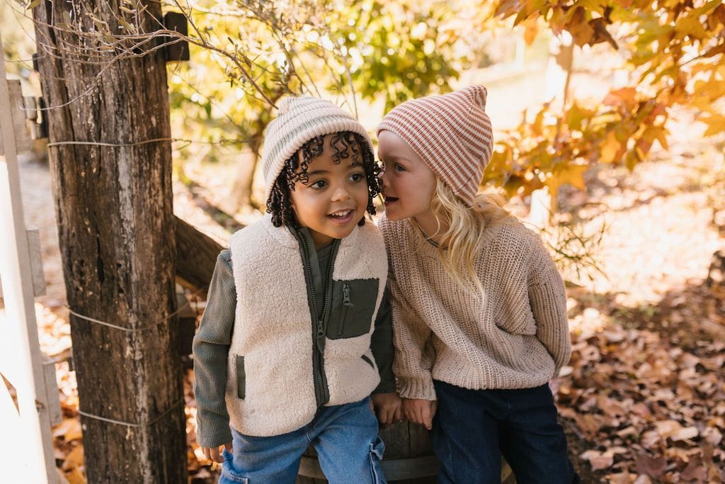Acorn Kids Accessories Hats Berlin Merino Beanie - Biscuit and Cream Stripe
