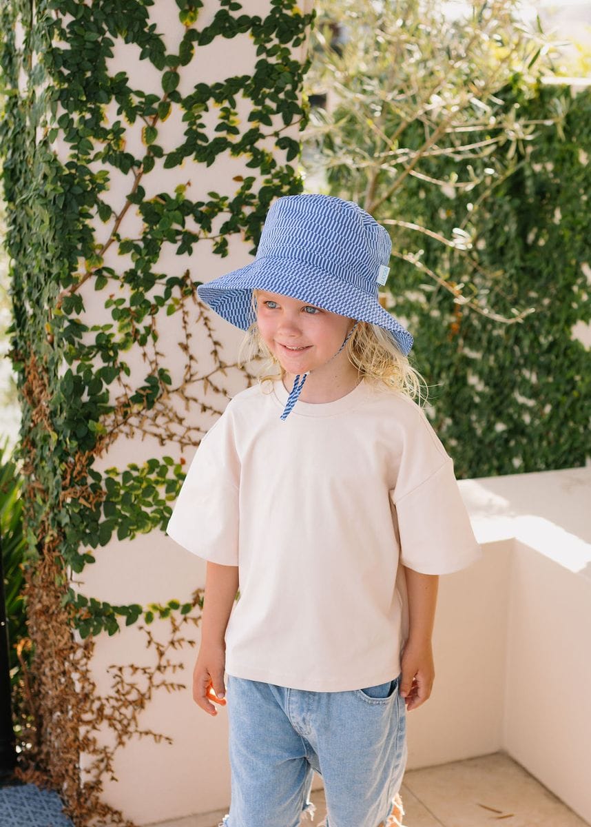 Acorn Kids Accessories Hats Blue Horizon Wide Brim Bucket Hat