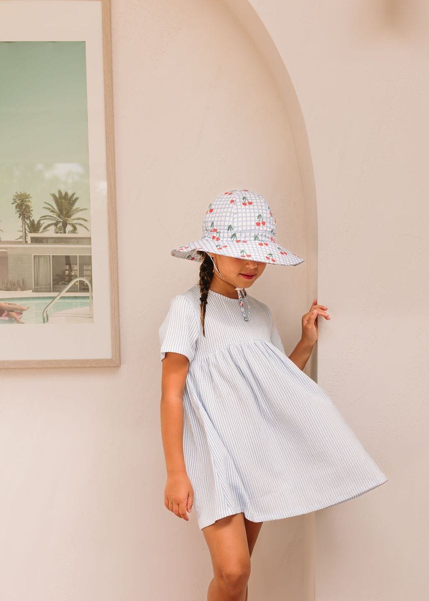 Acorn Kids Accessories Hats Cherry Checks Wide Brim Sunhat