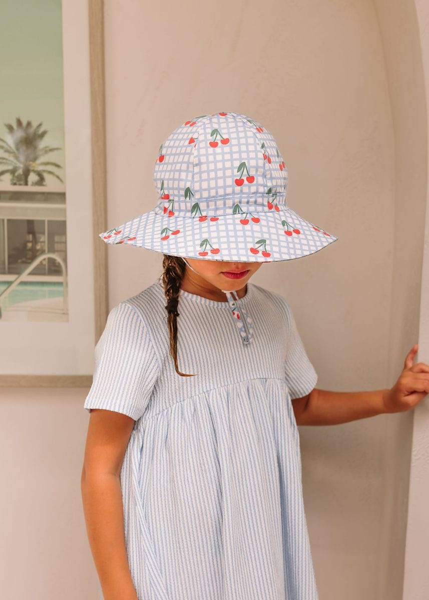 Acorn Kids Accessories Hats Cherry Checks Wide Brim Sunhat