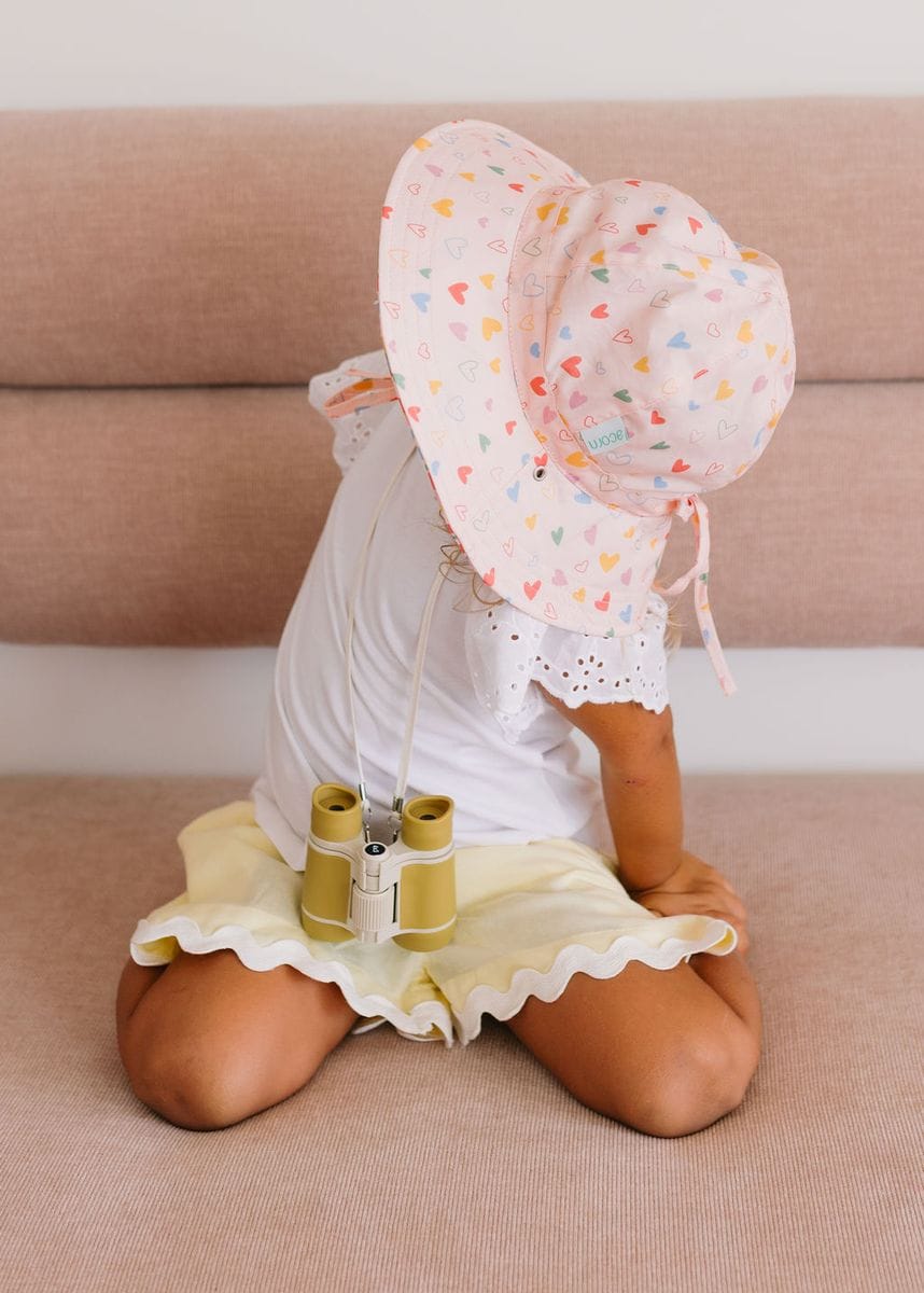 Acorn Kids Accessories Hats Floating Hearts Reversible Wide Brim Sunhat