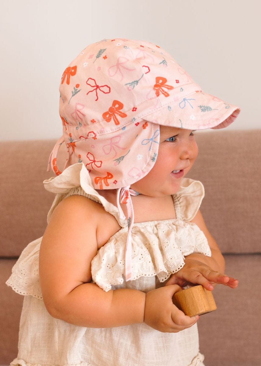 Acorn Kids Accessories Hats Little Bows Soft Jersey Flap Cap