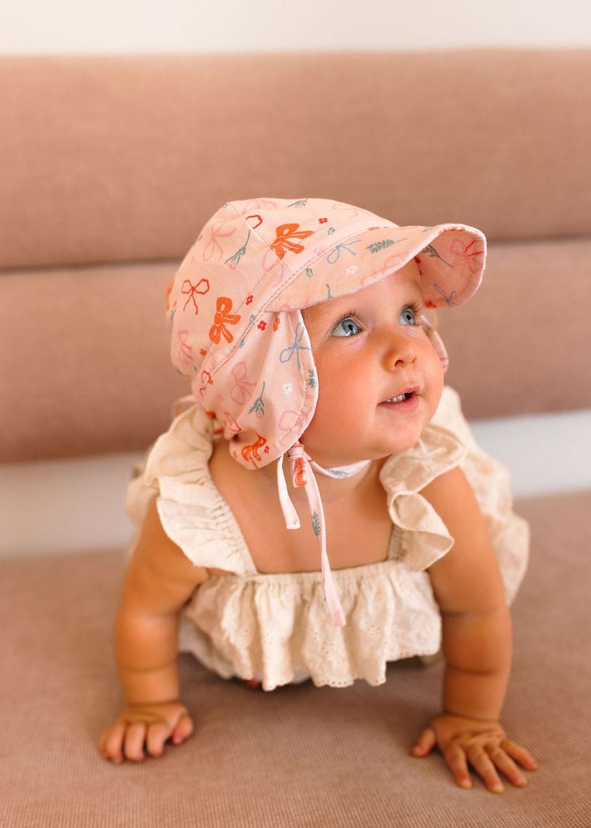 Acorn Kids Accessories Hats Little Bows Soft Jersey Flap Cap