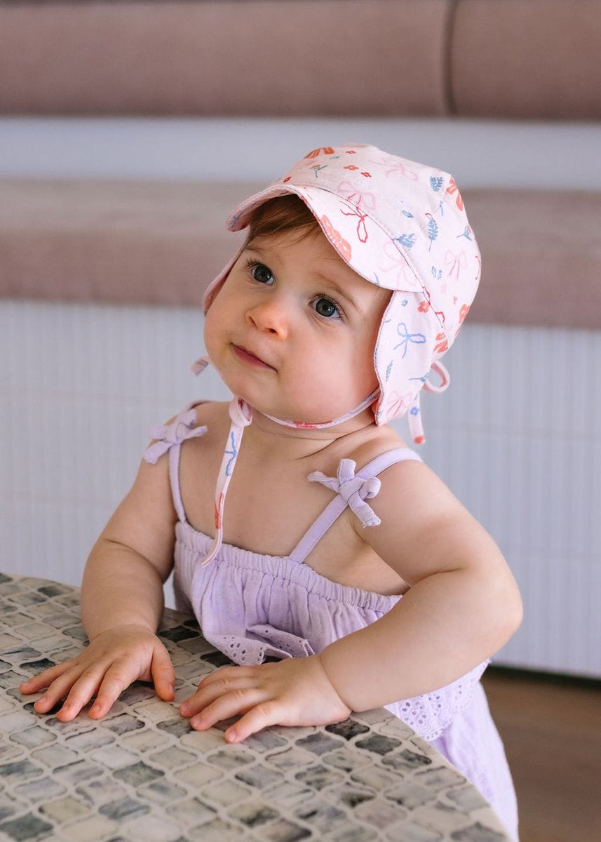 Acorn Kids Accessories Hats Little Bows Soft Jersey Flap Cap