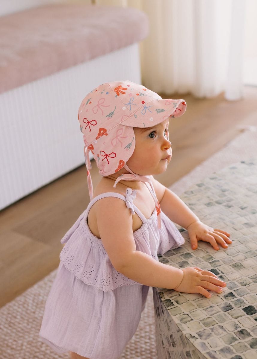 Acorn Kids Accessories Hats Little Bows Soft Jersey Flap Cap