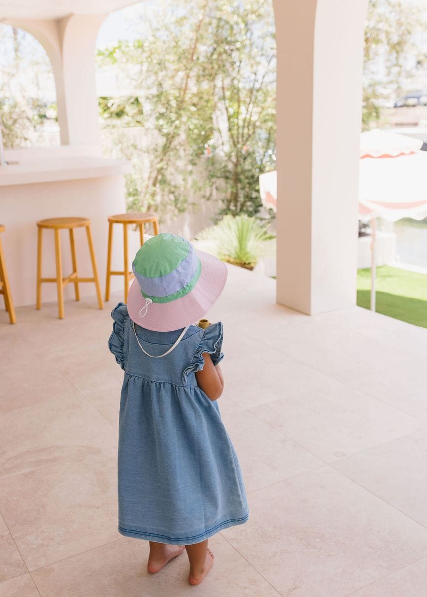 Acorn Kids Accessories Hats Pink Colour Block Wide Brim Bucket Hat