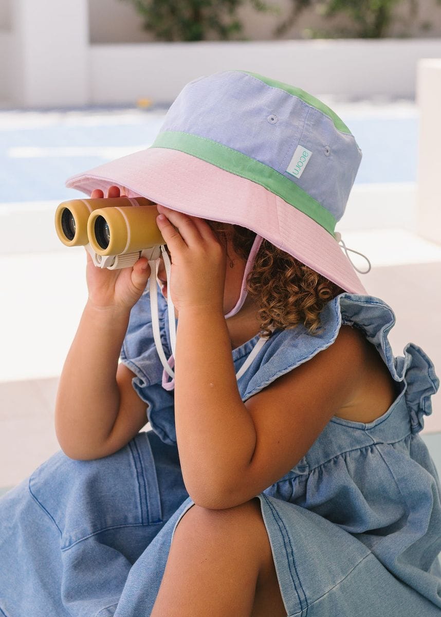 Acorn Kids Accessories Hats Pink Colour Block Wide Brim Bucket Hat