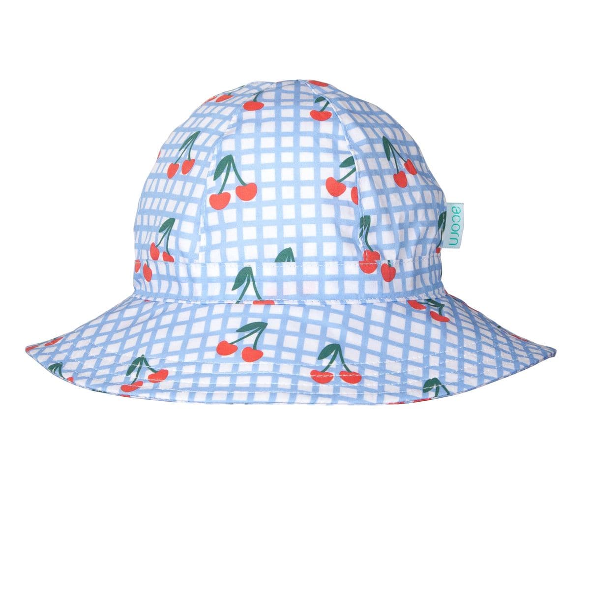 Acorn Kids Accessories Hats S (9-18M) Cherry Checks Wide Brim Sunhat