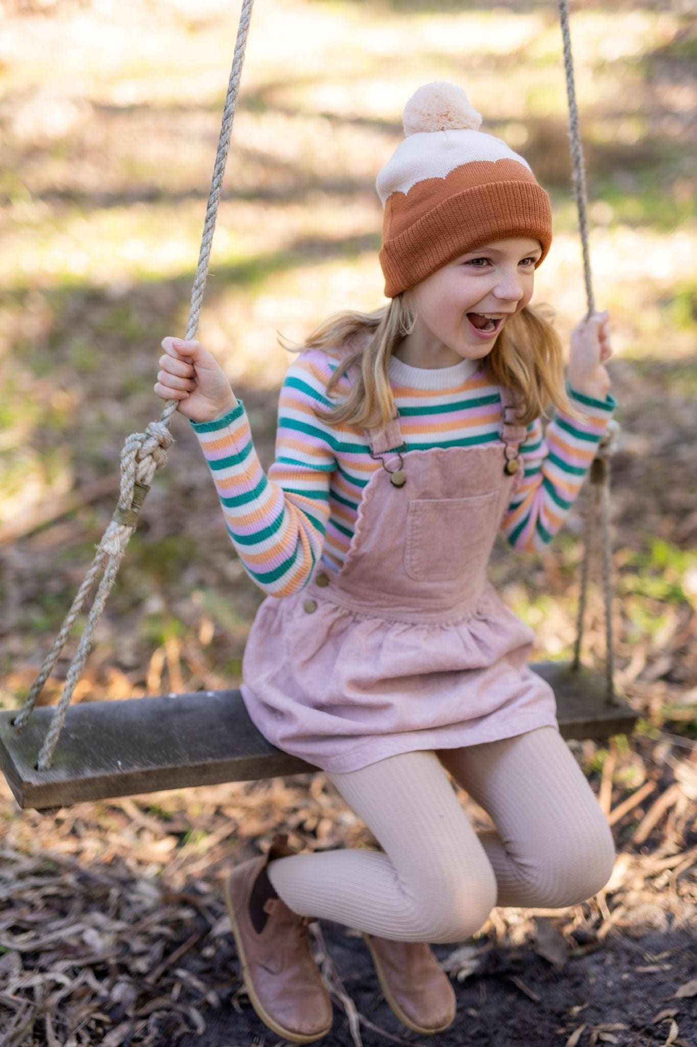 Acorn Kids Accessories Hats Scalloped Merino Beanie Caramel