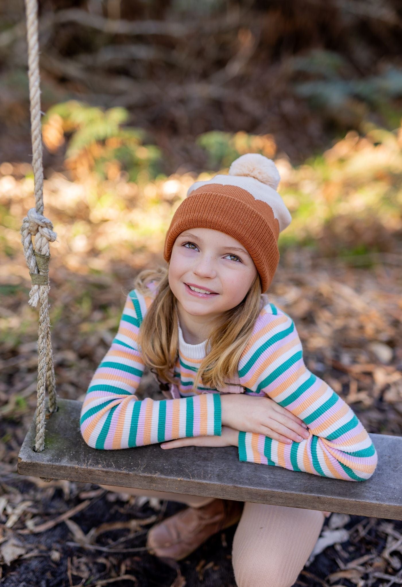 Acorn Kids Accessories Hats Scalloped Merino Beanie Caramel
