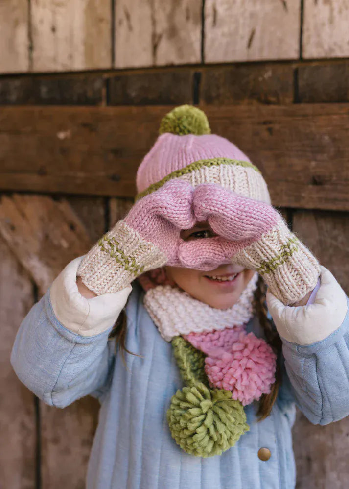 Acorn Kids Children Accessories Teddy Mittens Pink & Green
