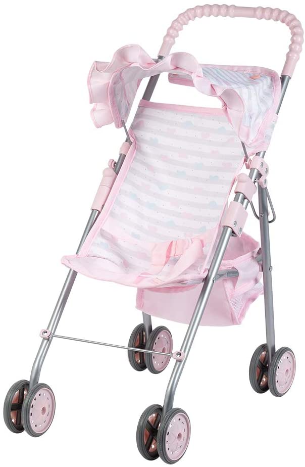 Adora medium shade umbrella stroller toy in pink with a lightweight folding frame and adjustable canopy