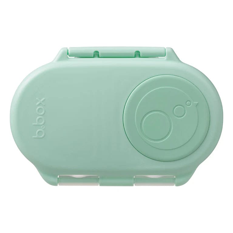 B.Box Spearmint Snack Box for feeding accessories, featuring a bright spearmint green design and secure lid.