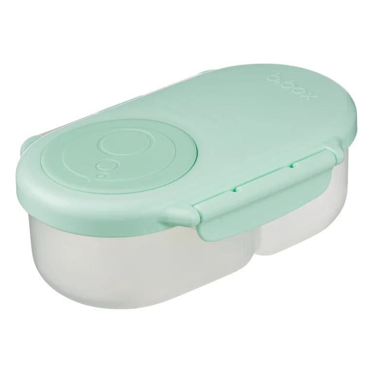 B.Box Spearmint Snack Box accessory for feeding, with compartments for snacks, in a spearmint green color.