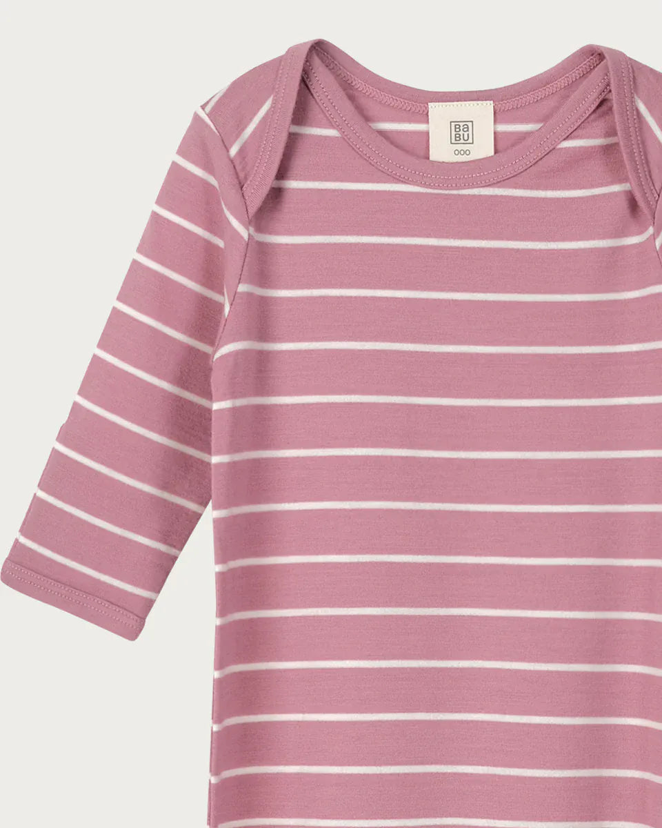 Babu Linen Blankets Merino Bundler Nightgown - Blossom Stripe