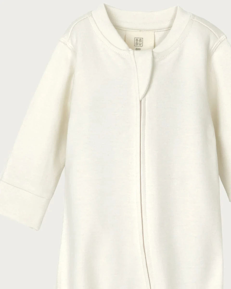 Babu Unisex Onesie Footed Onesie Cotton Zipsuit - Cream