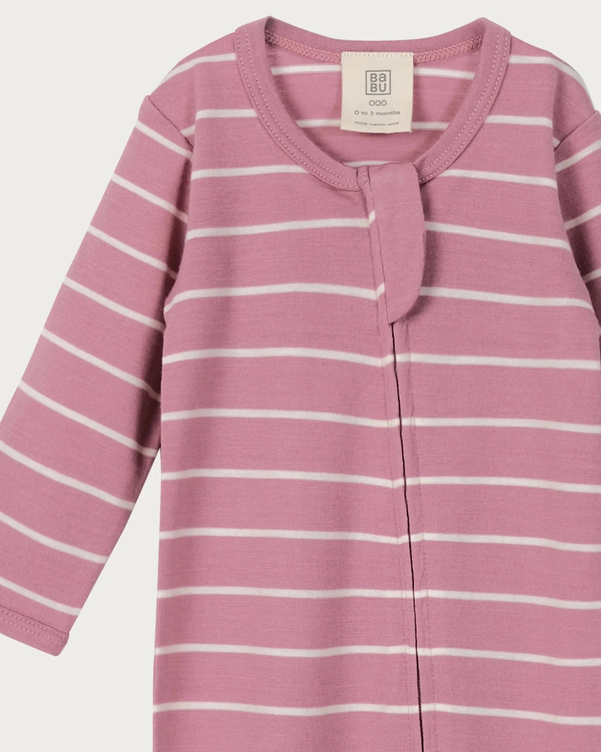 Babu Unisex Onesie Merino Footed Onesie - Blossom Stripe