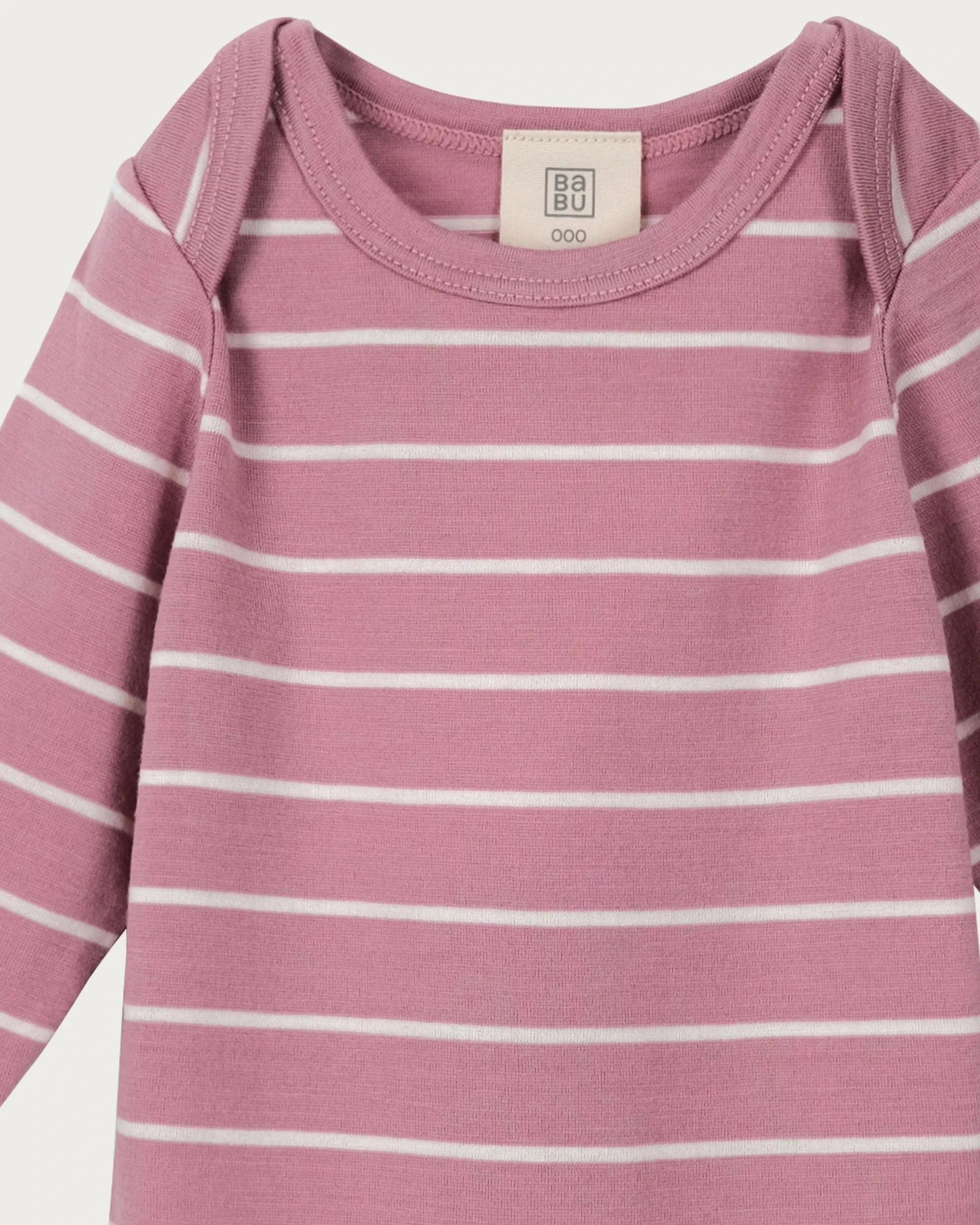 Babu Unisex Onesie Merino Long Sleeve Bodysuit - Blossom Stripe