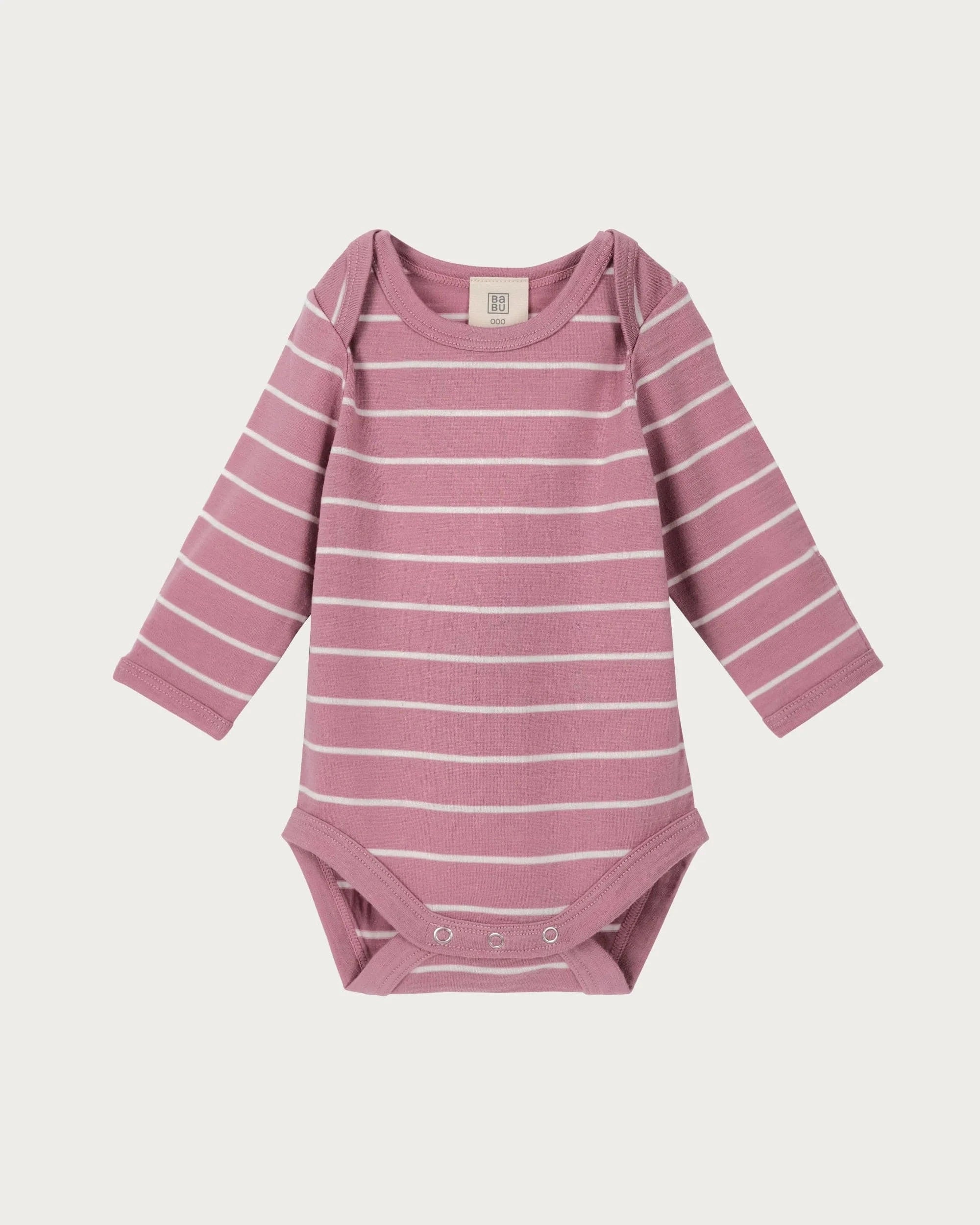 Babu Unisex Onesie NB Merino Long Sleeve Bodysuit - Blossom Stripe