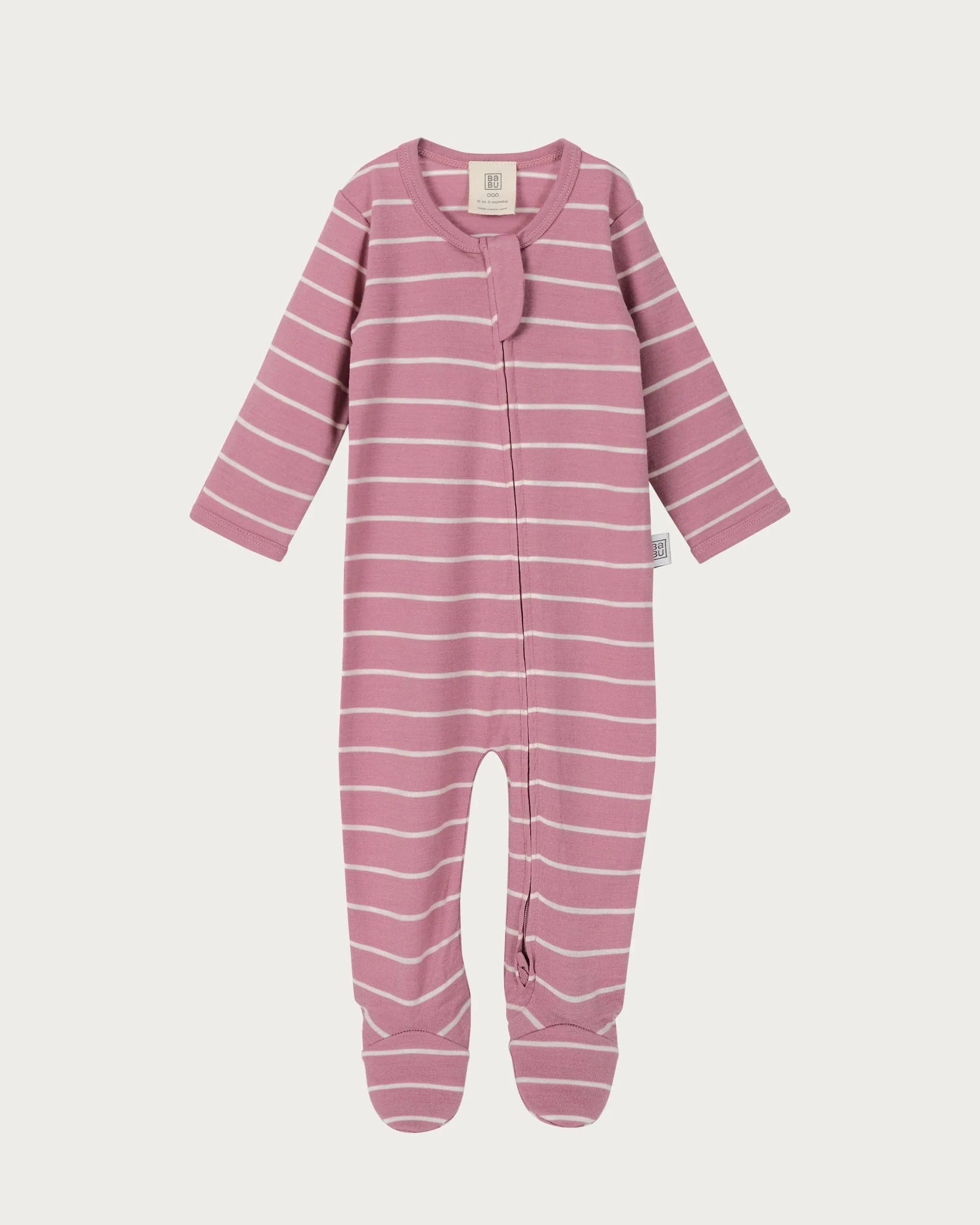 Babu Unisex Onesie Premmie Merino Footed Onesie - Blossom Stripe