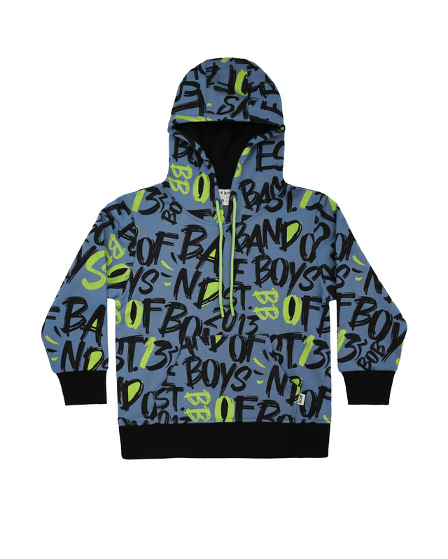 Band of Boys Boys Jumper Blue BOB Graffiti Hood