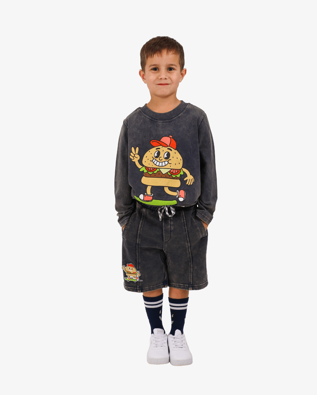 Band of Boys Boys Tops 2/3Y Navy Wash Burger LS Tee