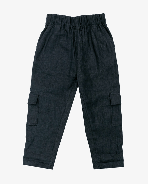Band of Boys Pants Black Linen Cargo Pants