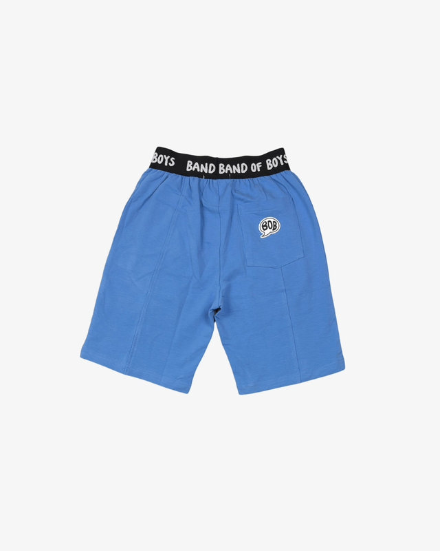 Blue elastic waist shorts for boys by Band of Boys, featuring a comfortable fit and casual style.