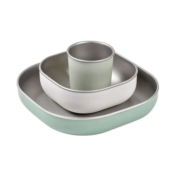 Beaba Accessory Feeding Sage Green Stainless Steel Meal Set