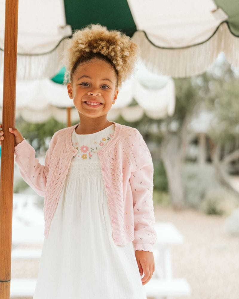 Bebe by Minhaha Girls Jumper Girls Organic Pink Pointelle Cardi
