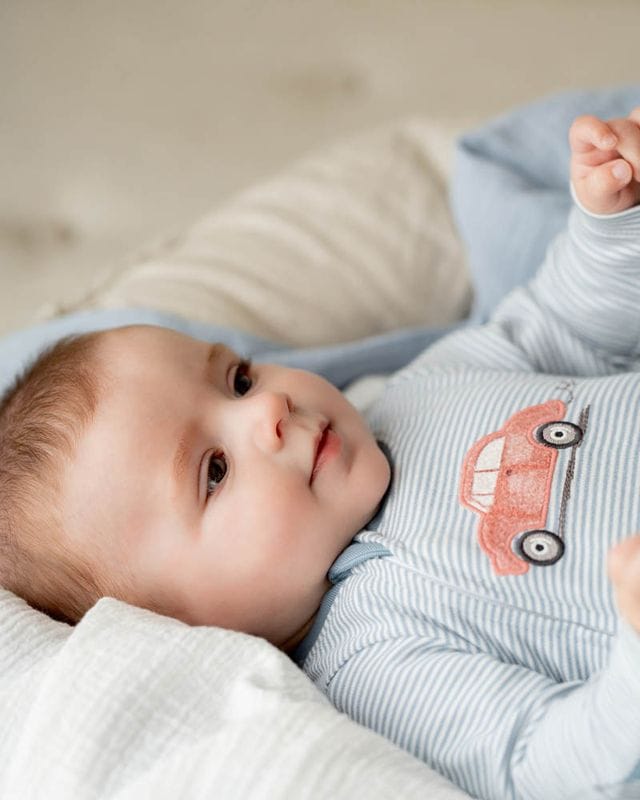 Bebe by Minihaha Boys All In Ones Alvin Stripe Organic LS Zipsuit