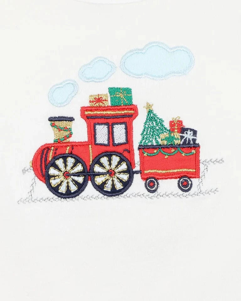 Bebe by Minihaha Boys All In Ones Festive Train Singlet suit & Shorts Set