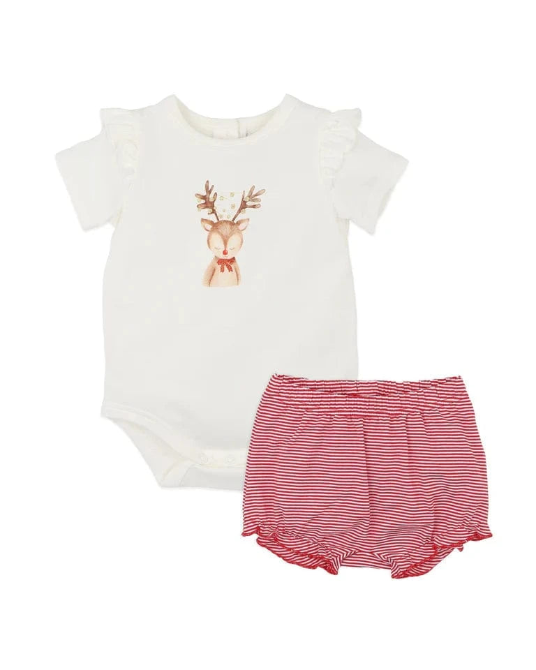Bebe by Minihaha Boys All In Ones Newborn Festive Reindeer Bodysuit & Shorts Set