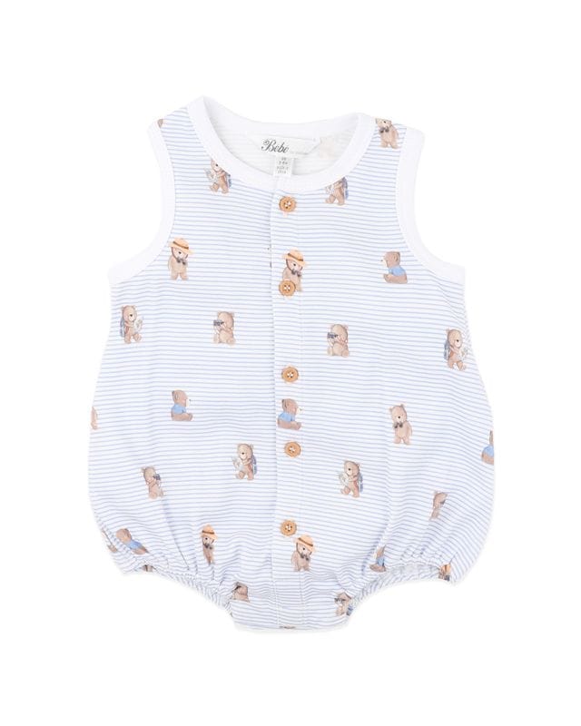 Bebe by Minihaha Boys Onesie Brady Stripe Organic Button Up Bodysuit