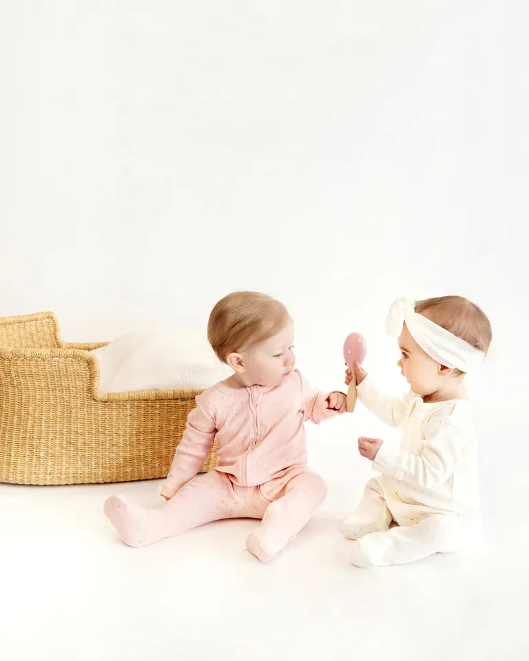 Bebe by Minihaha Girls All In One Blossom Organic Pointelle L/S Zipsuit