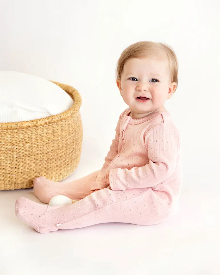 Bebe by Minihaha Girls All In One Blossom Organic Pointelle L/S Zipsuit