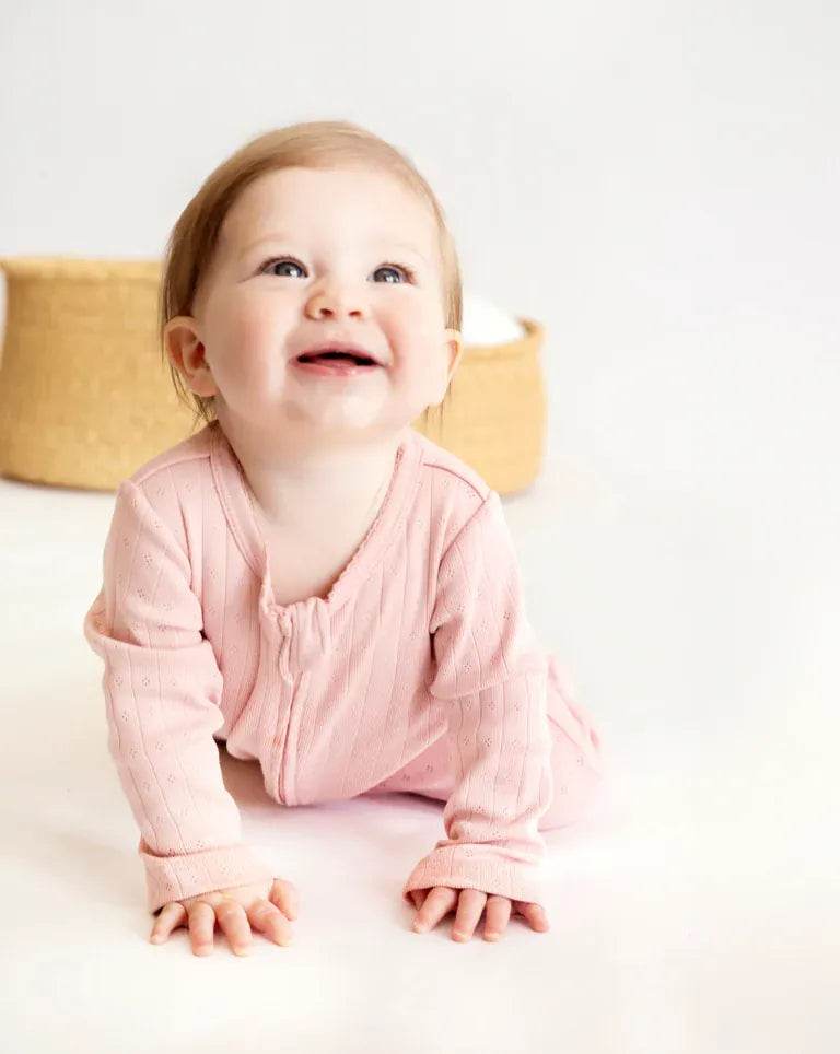 Bebe by Minihaha Girls All In One Blossom Organic Pointelle L/S Zipsuit