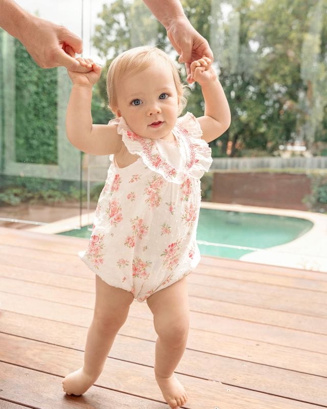 Bebe by Minihaha Girls All In One Chelsea Frill Yoke Romper
