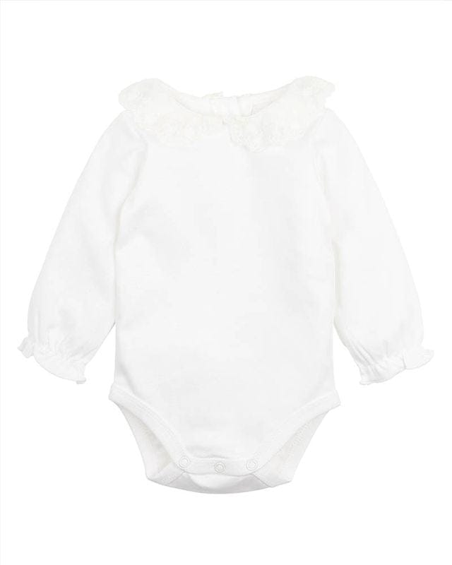 Bebe by Minihaha Girls All In One NB Girls Lace Collar LS Bodysuit