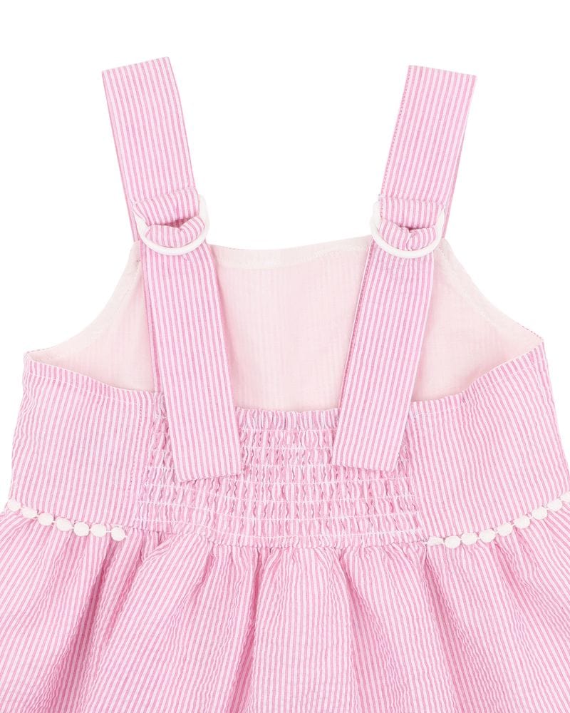 Bebe by Minihaha Girls All In One Pink Stripe Resort Dress