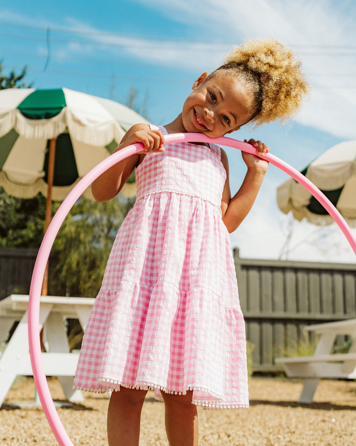 Bebe by Minihaha Girls Dress Pink Gingham Sundress