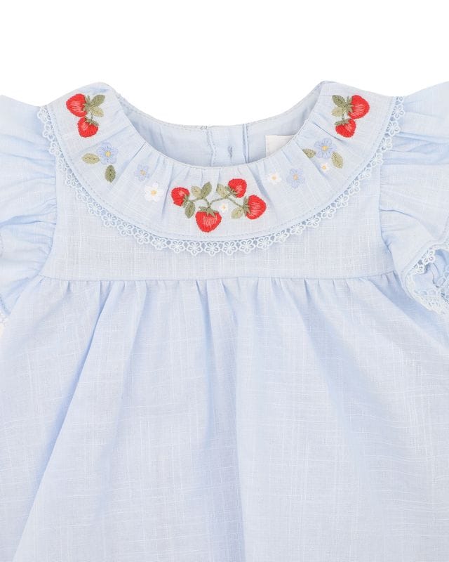 Bebe by Minihaha Girls Onesie Poppy Embroidered Overlay Bodysuit