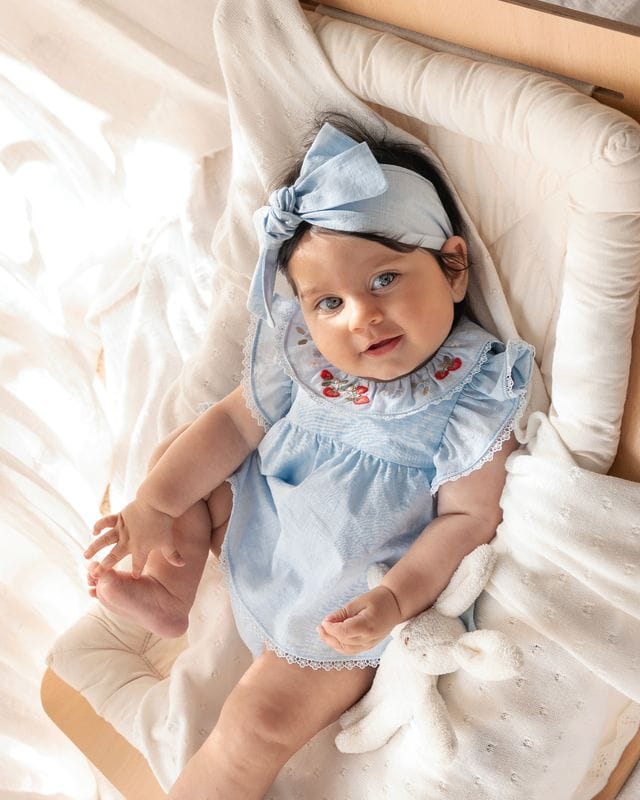 Bebe by Minihaha Girls Onesie Poppy Embroidered Overlay Bodysuit