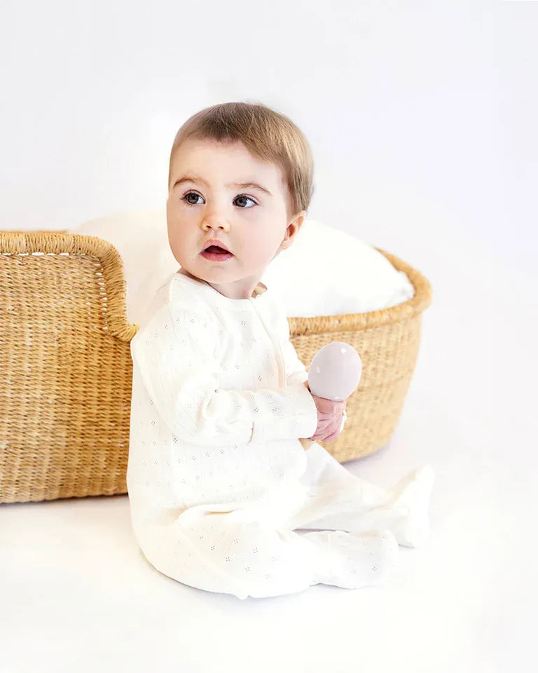 Bebe by Minihaha Unisex Onesie Milk Organic Pointelle L/S Zipsuit