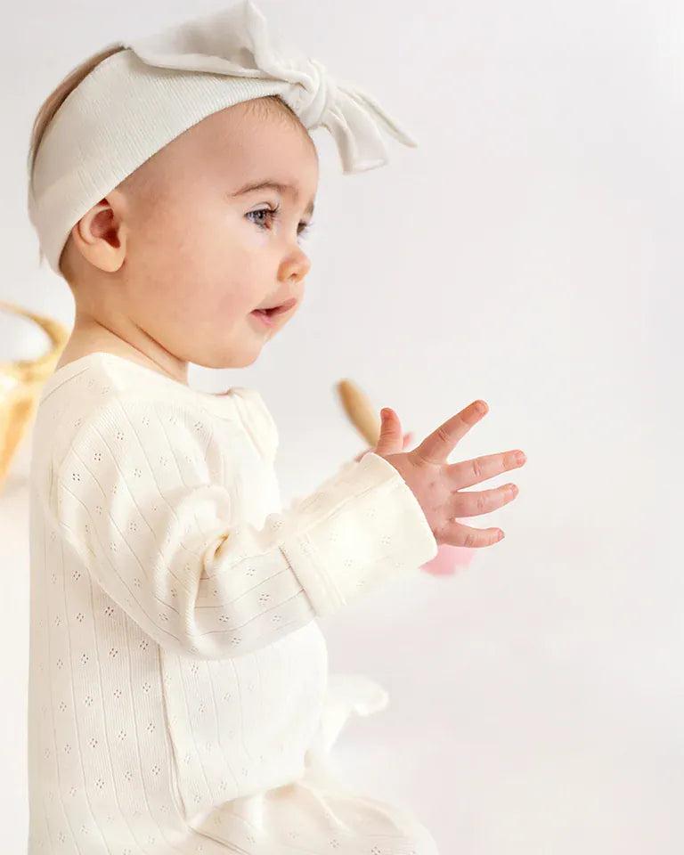 Bebe by Minihaha Unisex Onesie Milk Organic Pointelle L/S Zipsuit