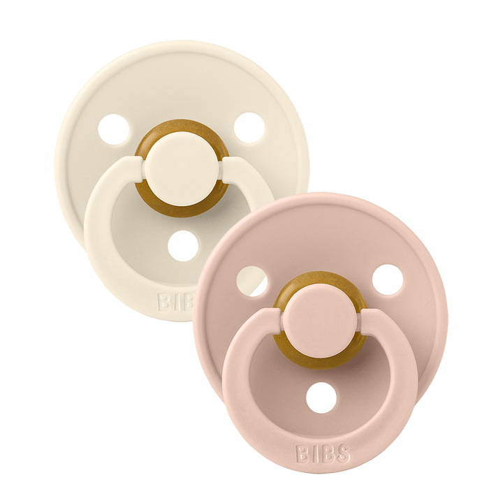Bibs Baby Care Ivory/Blush BIBS Colour Anatomical 2 Pack - Size 1 (0-6M)
