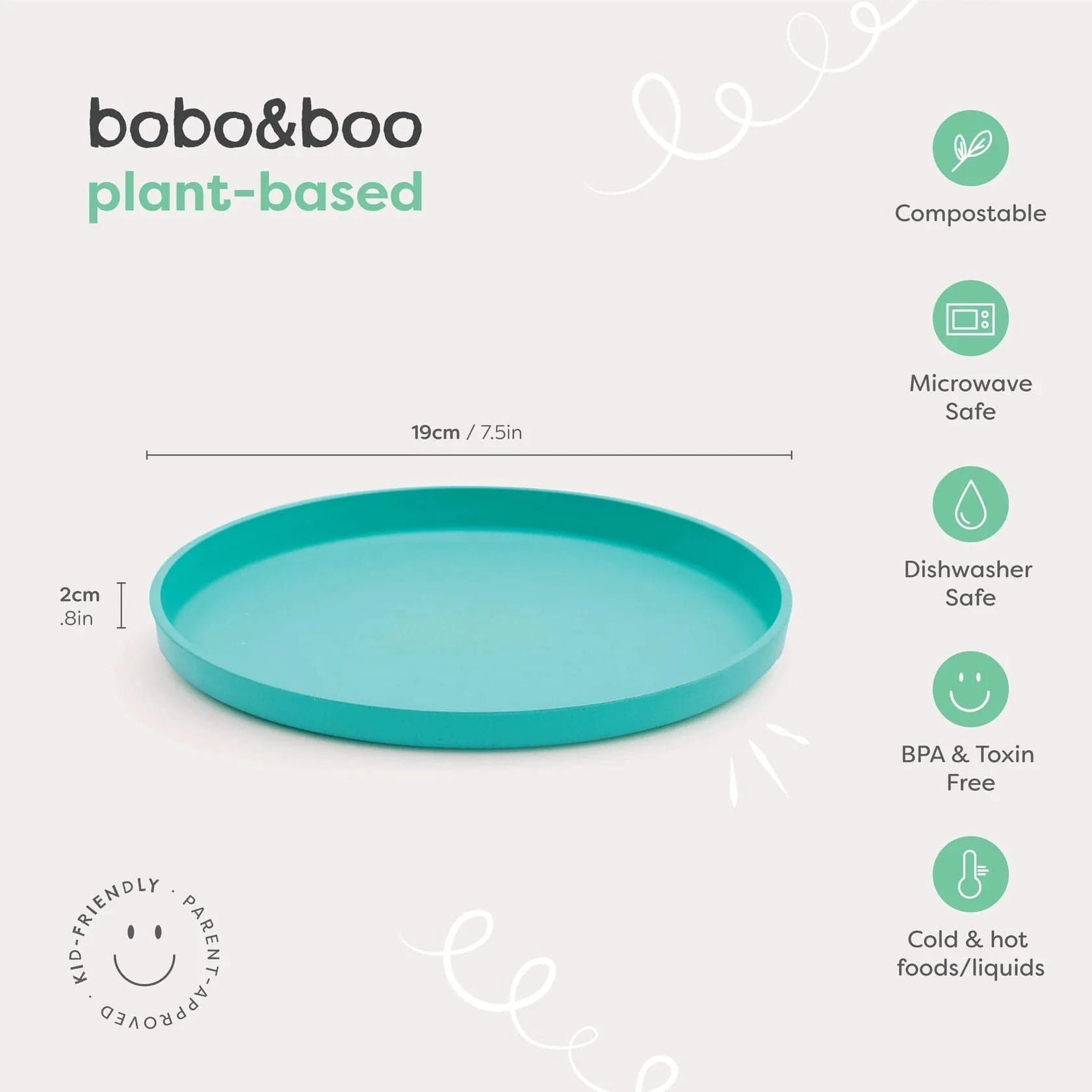 Bobo&Boo Accessory Feeding Plant Based Plate - Grey